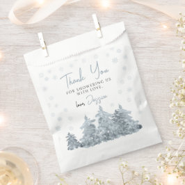 Winterbäume Schnee Babydusche Danke für Taschen Geschenktütchen