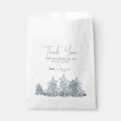 Winterbäume Schnee Babydusche Danke für Taschen Geschenktütchen (Vorderseite)