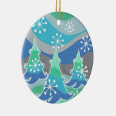 Winterbäume Textschmuck rund Keramikornament (Rechts)