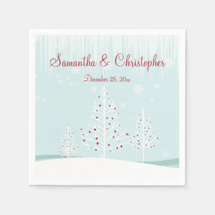 Winterbäume und Schneeflocken Hochzeit Serviette