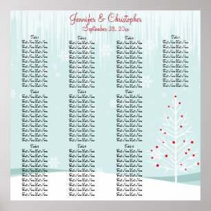 Winterbäume und Schneeflocken Hochzeitsskalender Poster