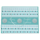 Winterbäume und Schneeflocken Muster Blau Große Geschenktüte (Vorderseite)