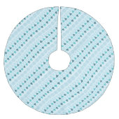 Winterbäume und Schneeflocken Muster Blau Polyester Weihnachtsbaumdecke (Vorderseite)