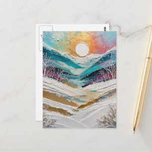 Winterbäume und Schneegemälde Postkarte