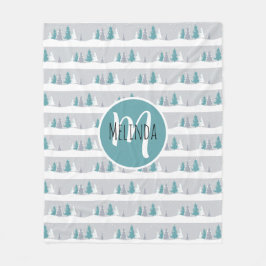 Winterbäume und schneeweiße Muster Fleecedecke