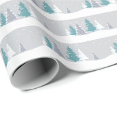 Winterbäume und schneeweiße Muster Geschenkpapier (Rolleneckpunkt)