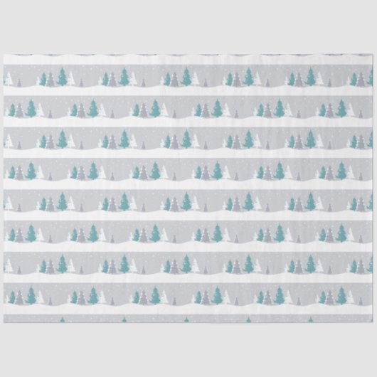 Winterbäume und schneeweiße Muster Seidenpapier (Vorderseite)