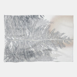 Winterbäume und Sonne, frostig schwarz und weiß Geschirrtuch