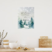 Winterbäume Urlaub Babydusche Begrüßung Poster (Küche)