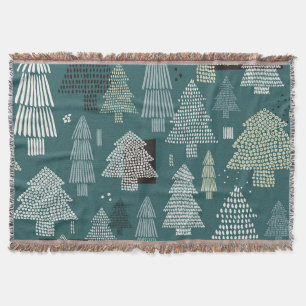 Winterbäume, vintage Weihnachtsmuster. Decke