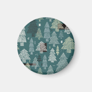Winterbäume, vintage Weihnachtsmuster. Magnet