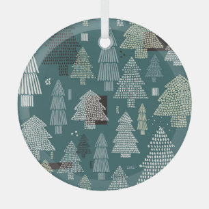 Winterbäume, vintage Weihnachtsmuster. Ornament Aus Glas