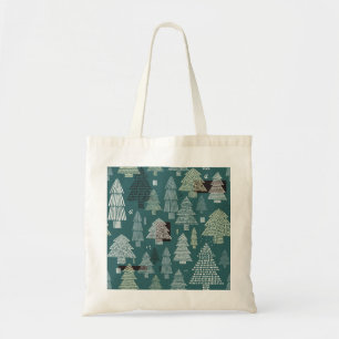 Winterbäume, vintage Weihnachtsmuster. Tragetasche
