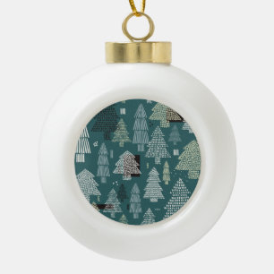 Winterbäume, Weihnachtsmuster der Jahrtausende. Keramik Kugel-Ornament