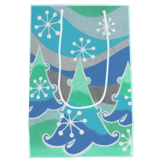 Winterbaumgeschenktasche - Medium Mittlere Geschenktüte (Rückseite)