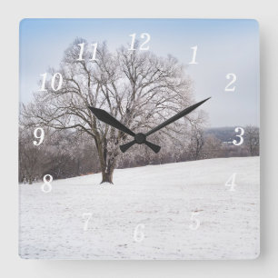 Winterbaumwall-Uhr Quadratische Wanduhr