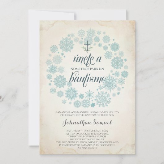 Winterbautizo-Einladungsvorlage, Spanisch Einladung (Vorderseite)