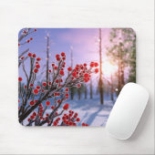 Winterbeere auf Eis-Mauspad Mousepad (Mit Mouse)