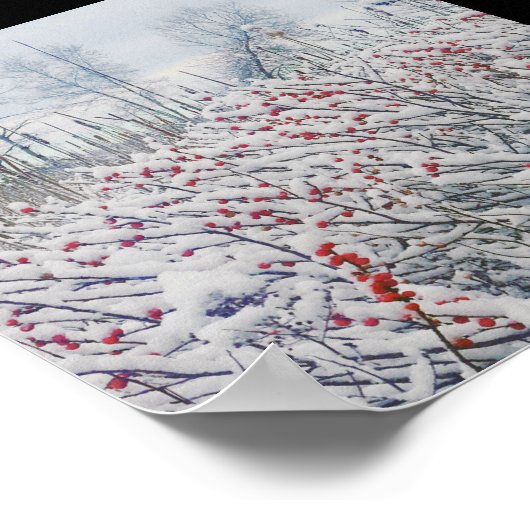 Winterbeere und -kattails poster (Ecke)