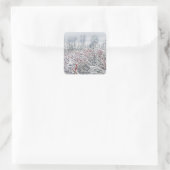 Winterbeere und -kattails quadratischer aufkleber (Tasche)
