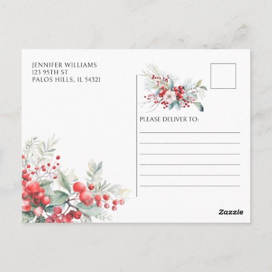 Winterbeeren glücklich immer nach dem Party Postka Postkarte (Rückseite)