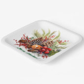 Winterbeeren Grünzeug Zapfen Pappteller (Gewinkelt)