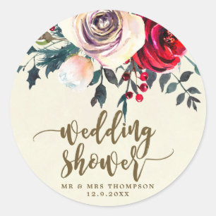 Winterbeeren Polterabend-Aufkleber Weihnachten Runder Aufkleber