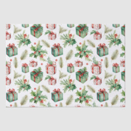 Winterbeeren und Geschenke Seidenpapier