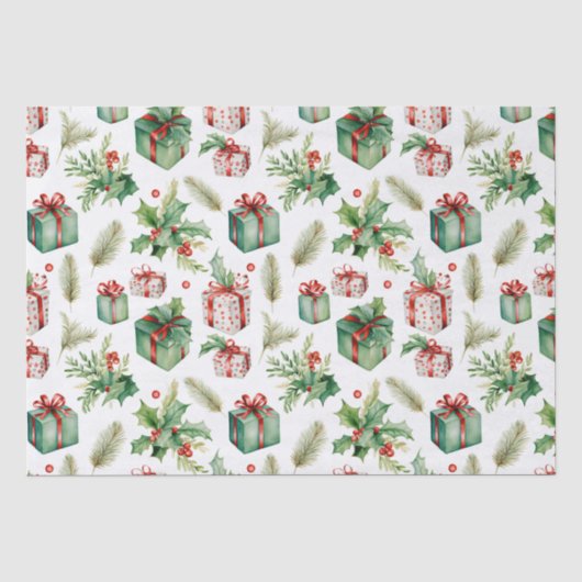 Winterbeeren und Geschenke Seidenpapier (Vorderseite)