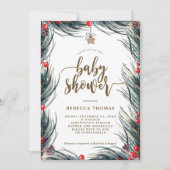 Winterbeeren und Kiefernbrause Einladung (Vorderseite)