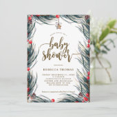 Winterbeeren und Kiefernbrause Einladung (Stehend Vorderseite)