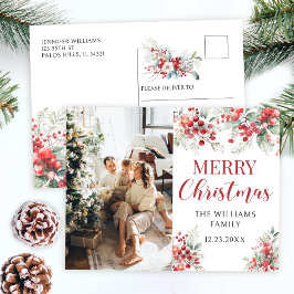 Winterbeeren Weihnachtsfeiertag Foto Postkarte