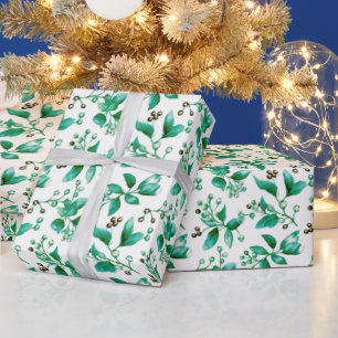 Winterbeeren Wintergrün Moderne Weihnachten Geschenkpapier
