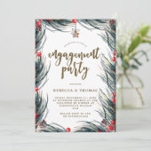 Winterbeerenkiefern-Verlobungs-Party Einladung (Stehend Vorderseite)