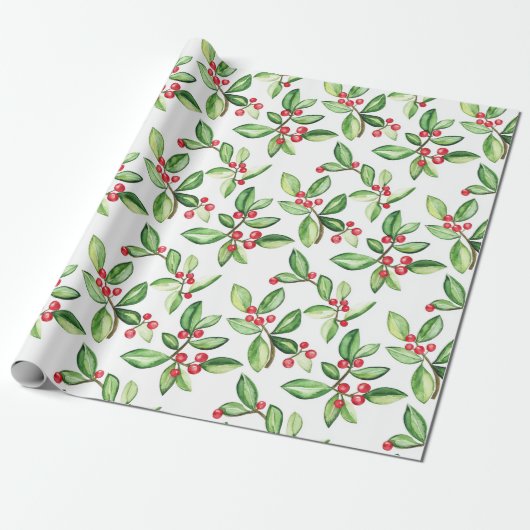 Winterbeermuster Geschenkpapier (Ungerollt)