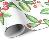 Winterbeermuster Geschenkpapier (Rolleneckpunkt)