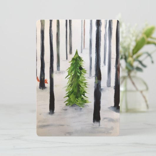 Winterbegegnung Dankeskarte (Stehend Vorderseite)