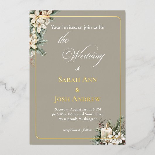 Winterbeige Folieneinladung (Vorderseite)