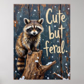 Winterbeobachter: Raccoon auf dem Stumpf Poster (Vorne)