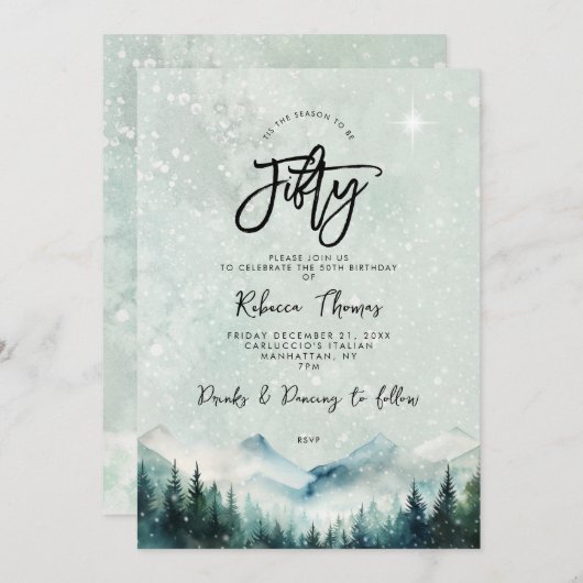 Winterberg 50. Geburtstagseinladung Einladung (Vorne/Hinten)
