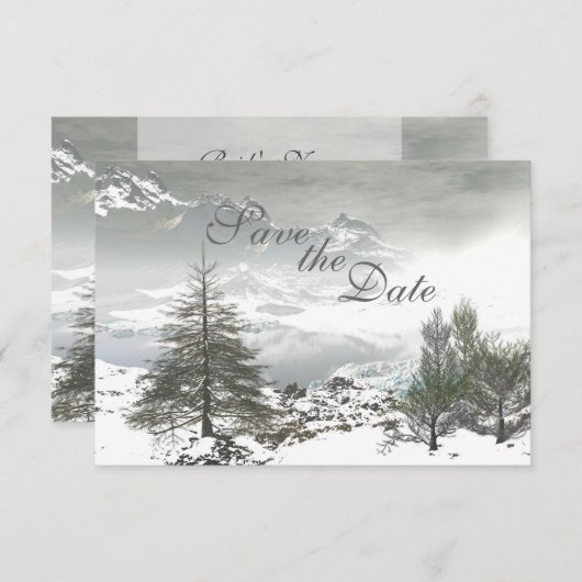 Winterberg Save the Date Hochzeitsankündigung (Vorne/Hinten)