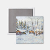 Winterbergbauernhof Weihnachten Kunst Magnet (Vorderseite/Rückseite)