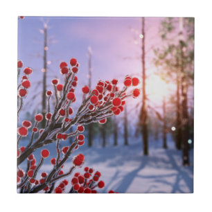 Winterberge in Eisdekoration Tile / Trivet Fliese