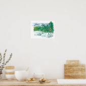 Winterberglandschaft Felsen Evergreen Trees Poster (Küche)