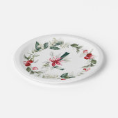 Winterberries Monogram L Paper Plate Pappteller (Schrägansicht)