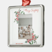 Winterberry Holly | Frohe Weihnachten | FOTO Ornament Aus Metall (Links)
