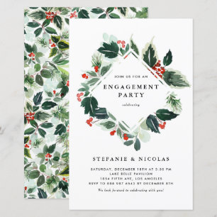 Winterberry Holly Greenery Verlobung Einladung