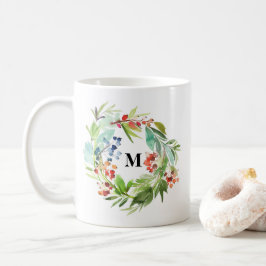 Winterberry Holly und Juniper Christmas Monogram Kaffeetasse