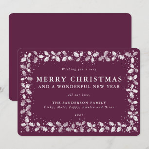 Winterberry Holly Verlasse Grenz Flat Non Foto Feiertagskarte