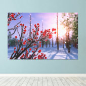 Winterberry in Ice Canvas Print Leinwanddruck (Insitu (Holzboden))